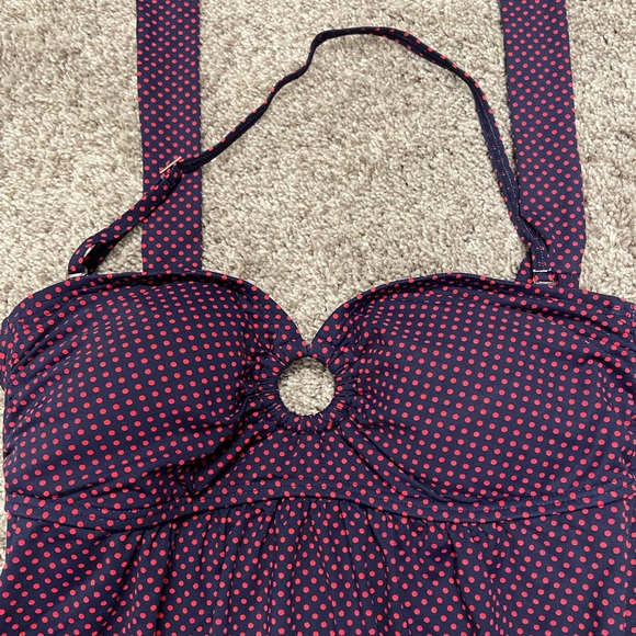 EUC DKNY Red & Navy Polka Dot Tankini (worn twice) - Picture 3 of 4
